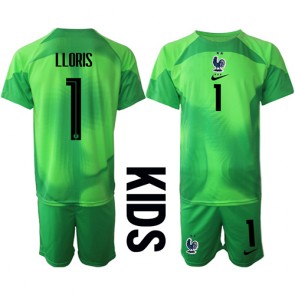 Francuska Hugo Lloris #1 Golmanski Gostujuci Dres za Dječji SP 2022 Kratak Rukavima (+ kratke hlače)